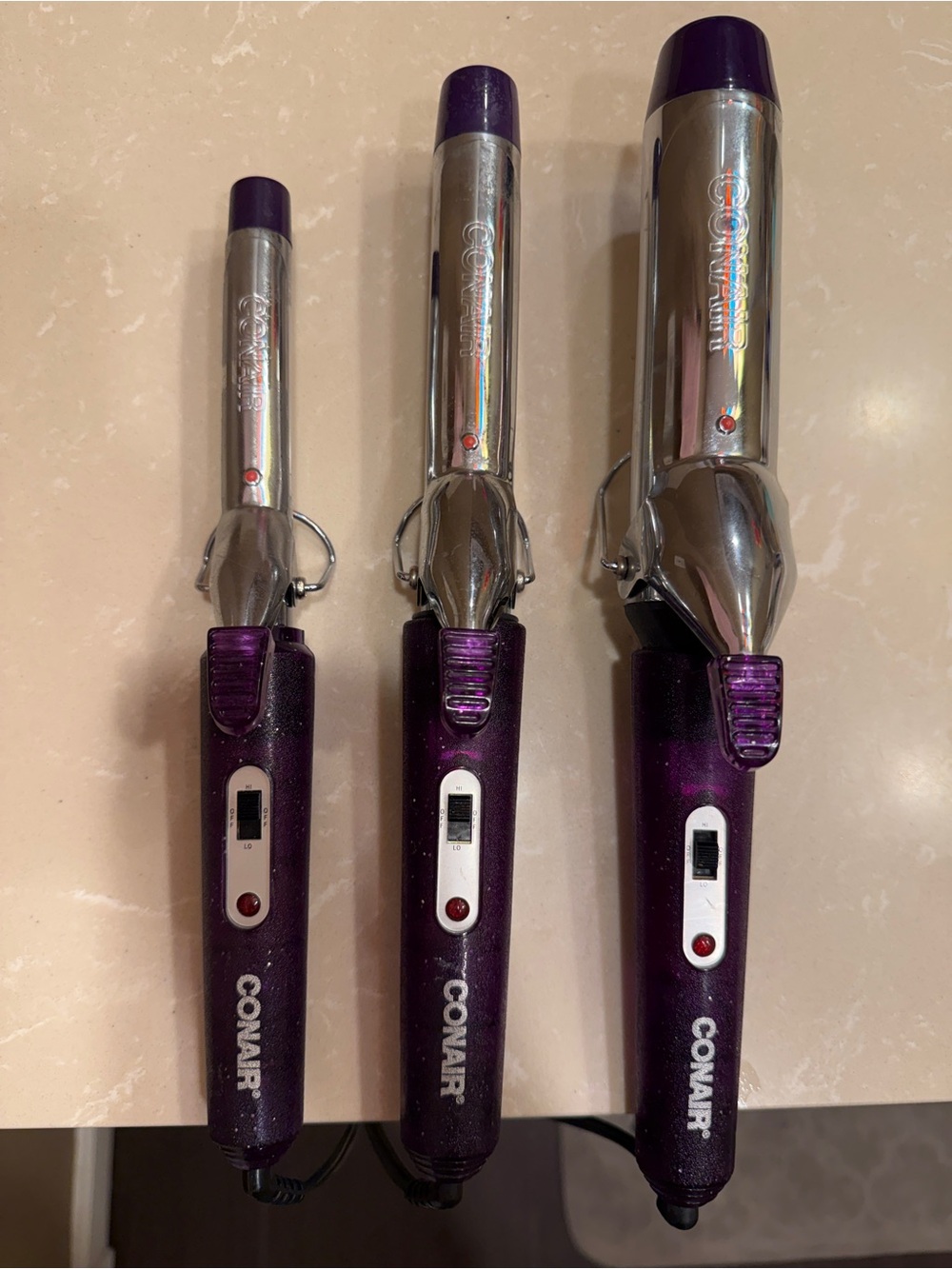 Conair Purple 3-Piece Curling Iron Set